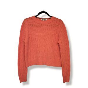 Boden Fluffy Pointelle Wool Blend Crew Neck Long Sleeve Coral Sweater - Size M
